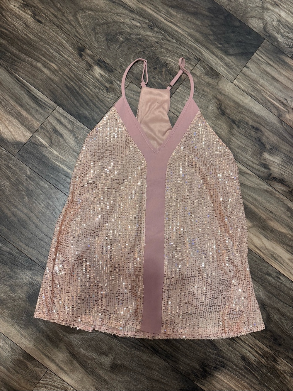 Women's Pink Sequin Spaghetti Strap Tank Top